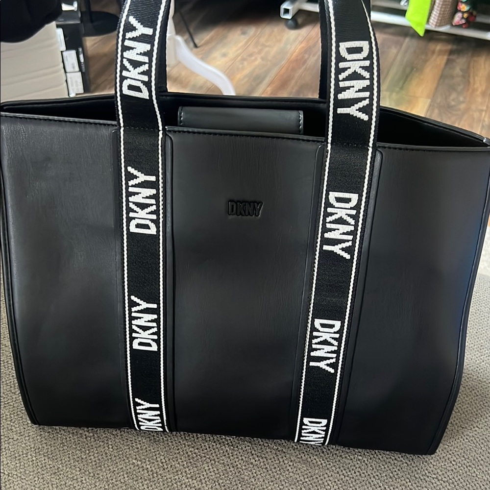 DKNY Black Tote with Logo Straps